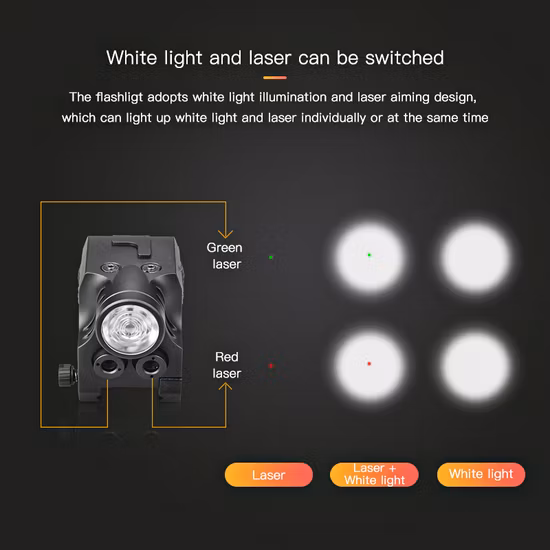Estroboscópio tático 500 lúmens CREE T6 LED Lanterna com combinação de mira laser vermelha de início rápido