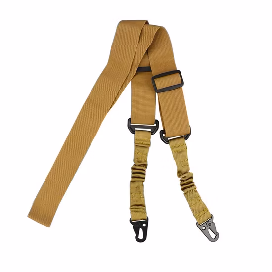 Estilingue tático cáqui multifuncional de dois pontos com corda de missão corda de arma de náilon