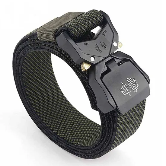 Cinto masculino tático de combate de nylon com fivela de metal para caça e caminhada